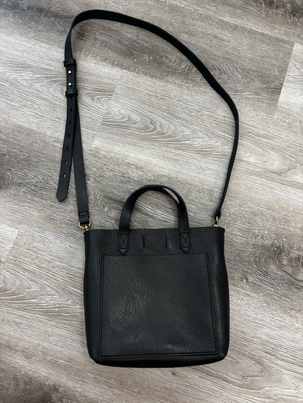 Madewell Small Transport Classic Black Leather Crossbody Tote Women Leather bag